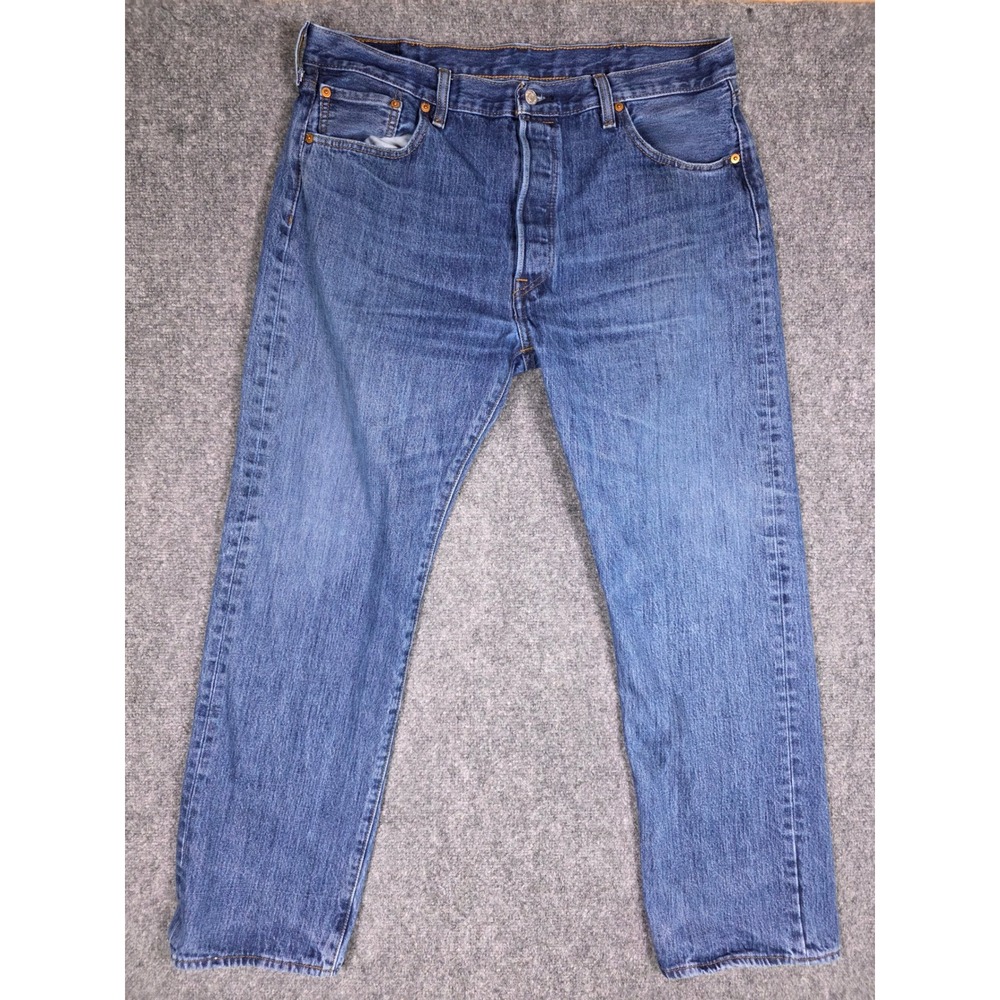 Levi's 501 Original Fit Jeans Mens 38x32 Blue Straight Leg Button Fly Denim 120
